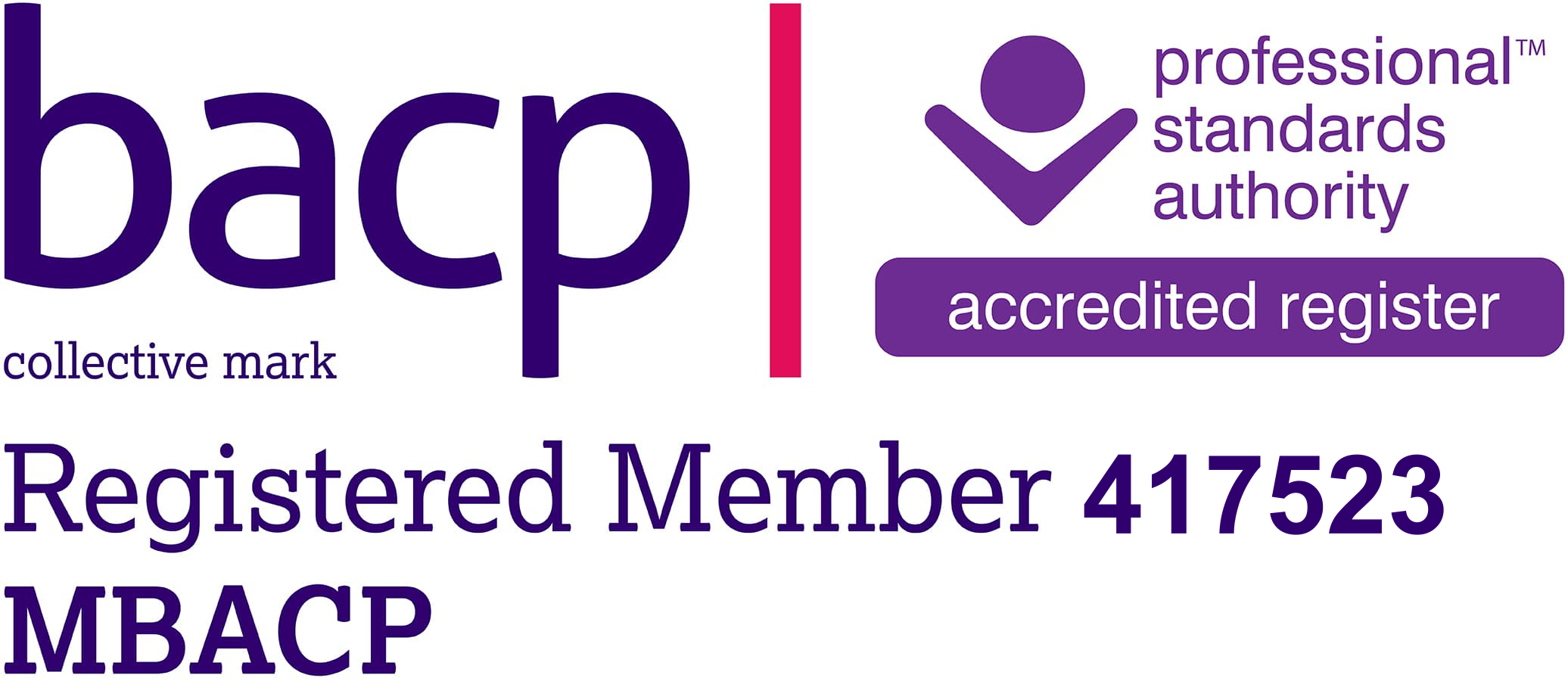 BACP accredited register logo for Registered Member 417523